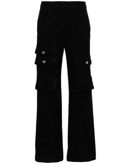 Maje Black Mid-rise Tweed Cargo Trousers