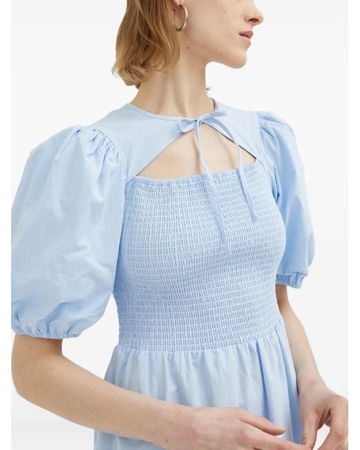 Résumé Blue Smocked Cut-Out Dress