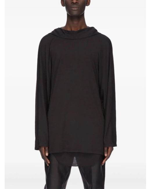 Rick Owens Black Long-Sleeve Hoodie for men