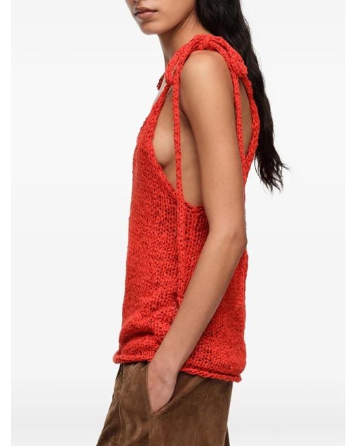 Bimba Y Lola Red Tie-Fastening Knitted Top
