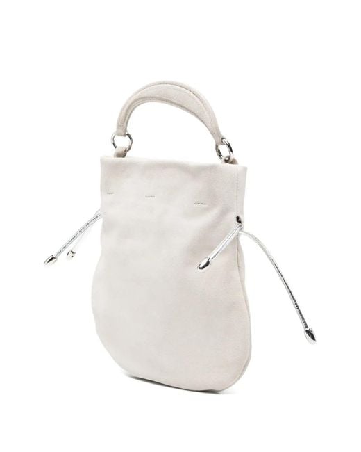 Orciani White Appliqué Drawstring Tote Bag