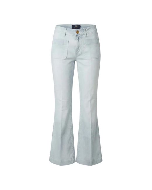 Seafarer Blue Delphine Patch-Pocket Flared Jeans