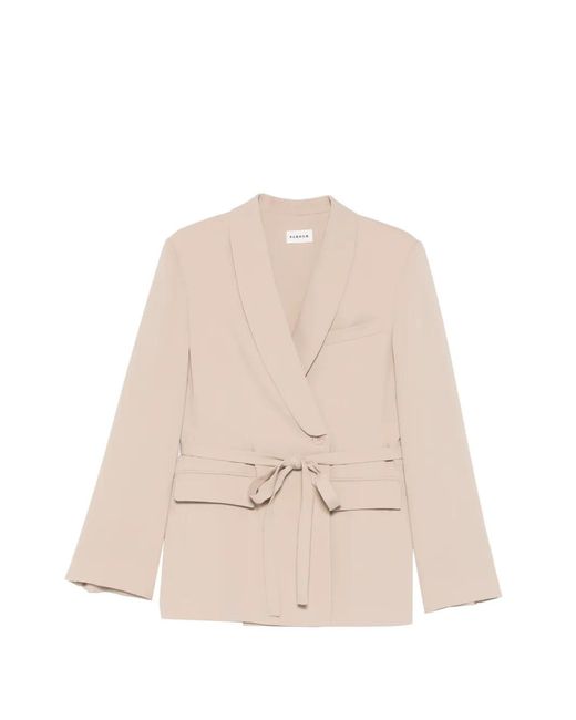 P.A.R.O.S.H. Natural Belted Double-Breasted Fitted Jacket