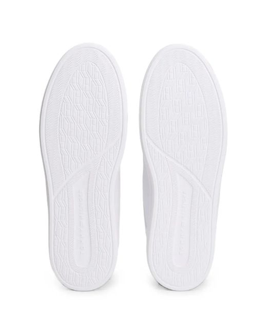 Tommy Hilfiger White Logo-Patch Lace-Up Sneakers for men