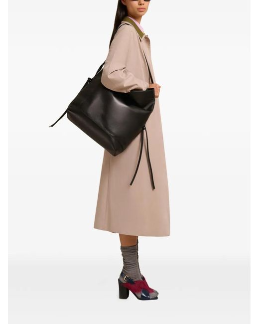 Marni Black Leather Pod 2.0 Large Shoulder Bag