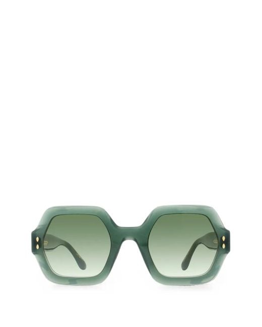 Isabel Marant Green Ely Geometric-Frame Sunglasses