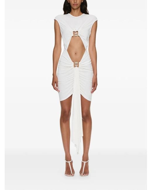 Christopher Esber White Bezel Quartz Disconnect Mini Dress