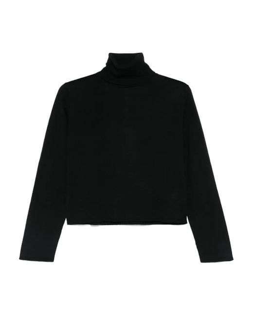 MM6 by Maison Margiela Black Cropped Sweater With Turtleneck