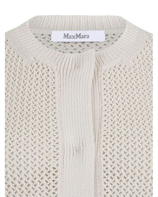 Max Mara White Nome Open Knit Button Vest