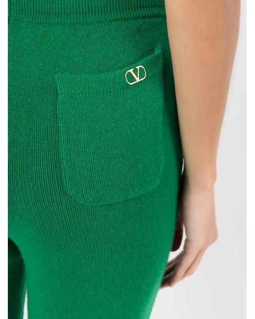 Valentino Garavani Green Drawstring Wool Trousers