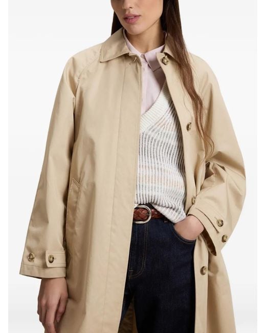 Woolrich Natural Shirt-Collar Raglan-Sleeve Trench Coat