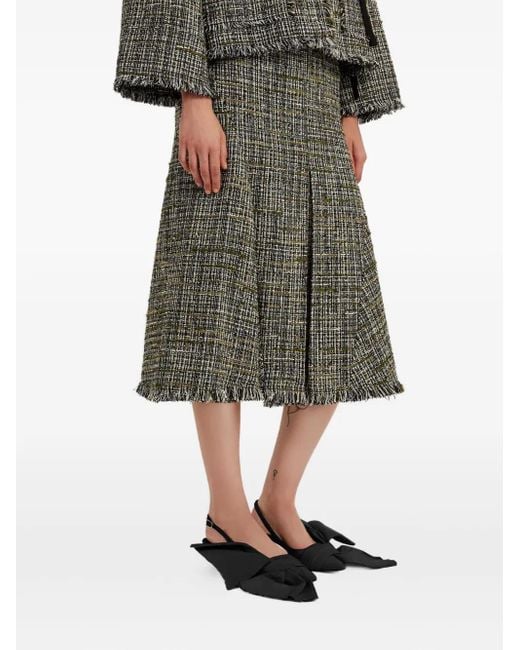 Erdem ツイード ペンシルミディスカート Green