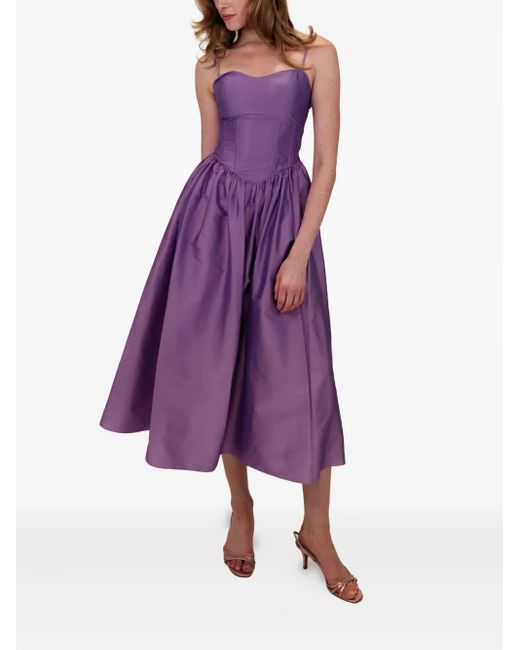 Azeeza Purple Naina Corset-Lace-Up Midi Dress