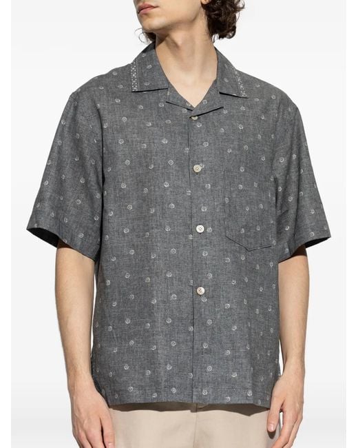 Eleventy Gray Collared Polka Dot Shirt for men