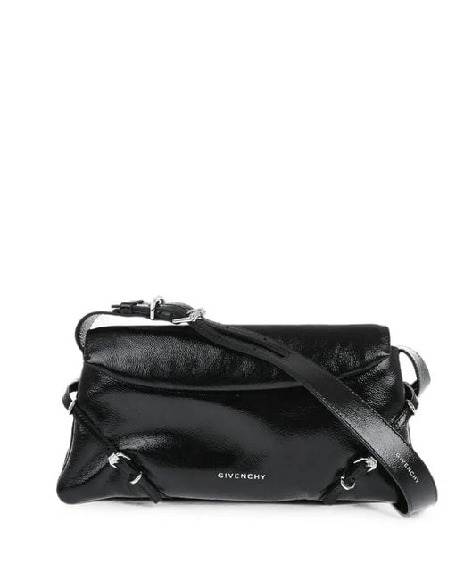 Givenchy Black Buckle-Detail Leather Shoulder Bag