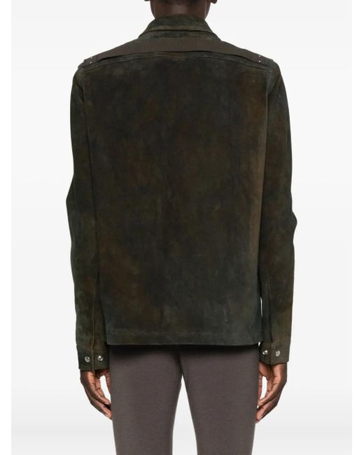Rick Owens Black Zip-Front Suede Jacket for men