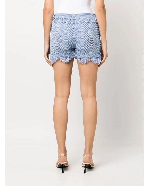 Genny Blue Knitted Frayed Shorts
