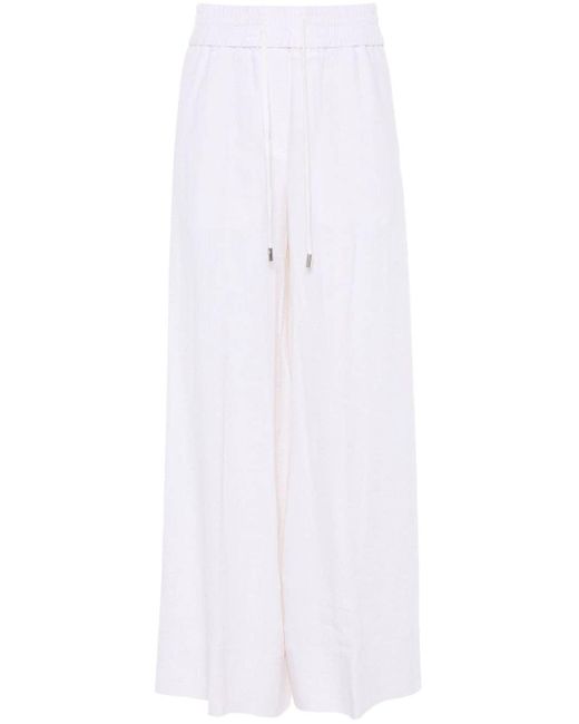 Peserico White Linen Wide-leg Trousers