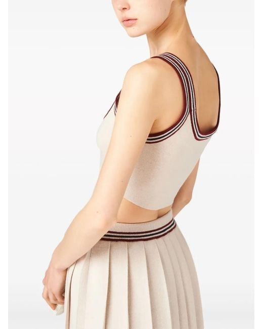 Miu Miu Pink Neutral Logo Intarsia Cashmere Top - Women's - Cashmere