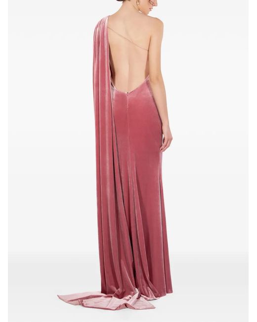 IMROSKA Pink Alsa Sin One-Shoulder Draped Maxi Dress