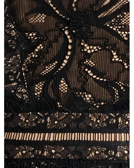 Tadashi Shoji Black Ahern Lace-Panelled Tiered Maxi Dress
