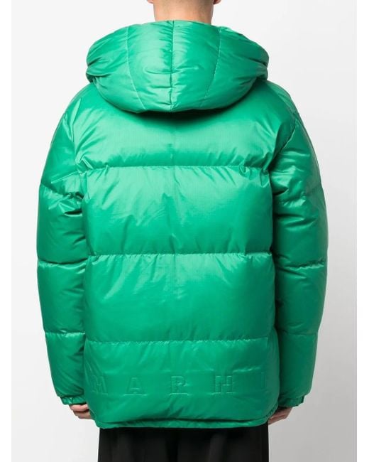 Marni Green Reversible Padded Hooded Coat for men