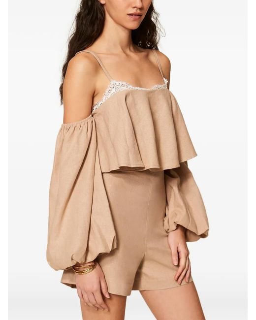 Twinset Natural Lace-Detail Playsuit