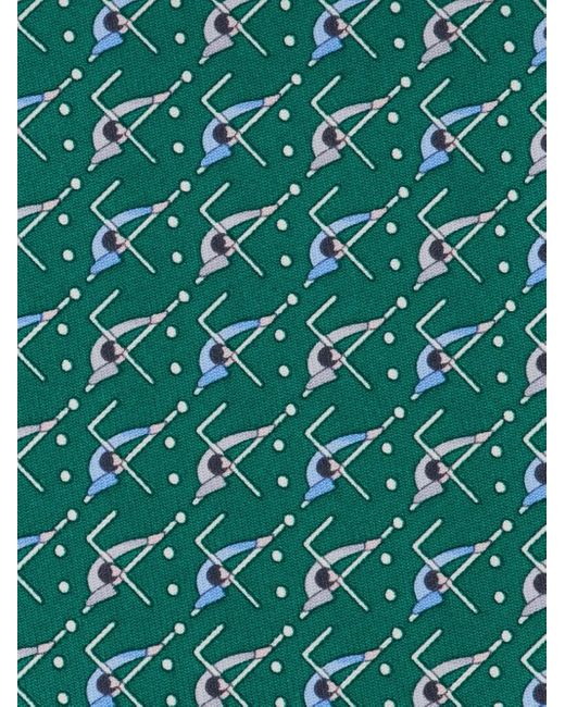 Cravate En Soie À Imprimé Graphique Ferragamo pour homme en coloris Green