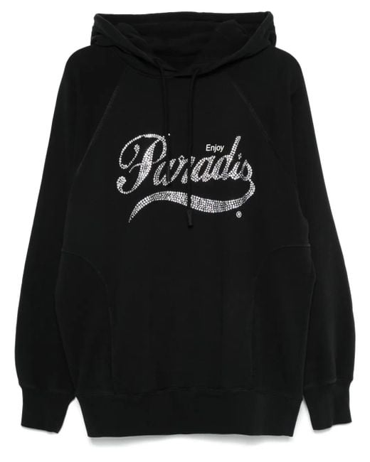 3.PARADIS Black Crystal-Logo Hoodie for men