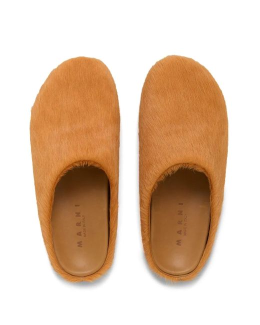 Marni Brown Long Hair Fussbett Sabot (Pumpkin) for men