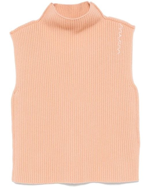 Marni Natural Gilet En Laine À Design Nervuré