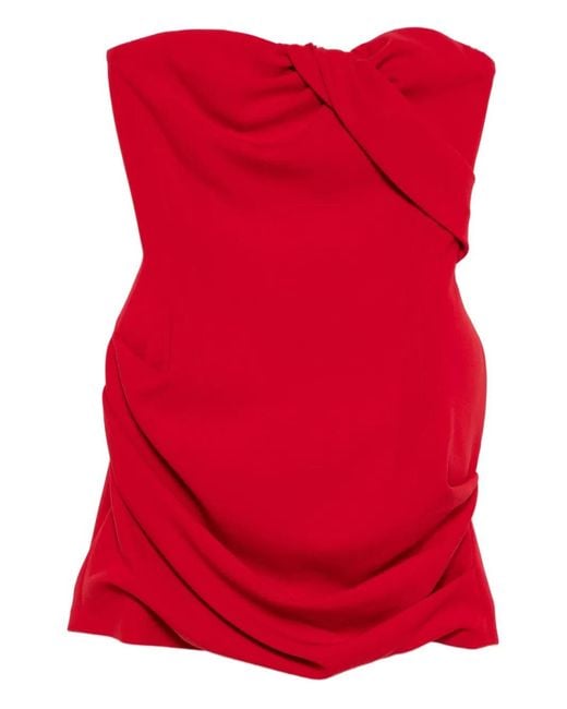 Magda Butrym Red Draped Strapless Mini Dress