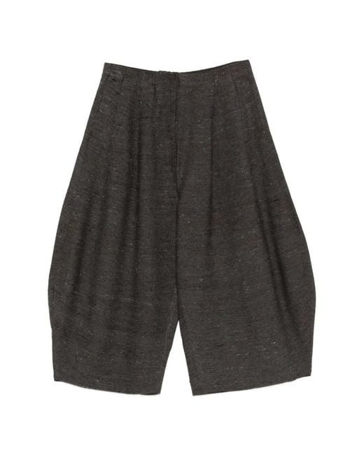 Boboutic Gray Pleated Cropped Trousers