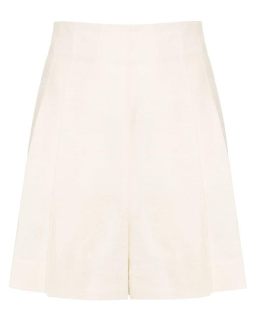Chloé Natural High-waist Tailored Linen Shorts