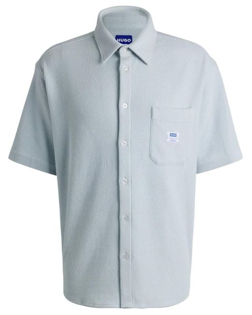 HUGO Blue Ribbed Shirt for men