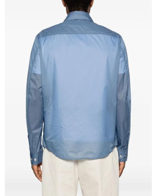 Moncler Blue Logo-Patch Shirt Jacket for men