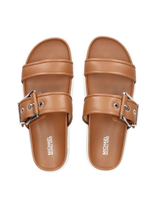 Michael Kors Brown Buckled Leather Sandals