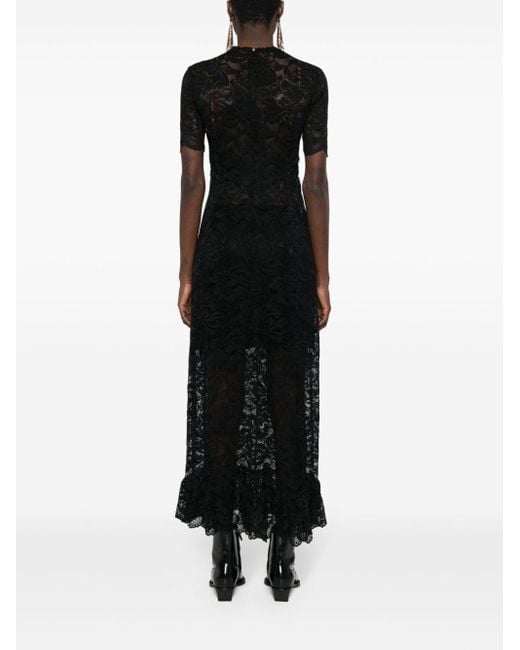 Rabanne Black Floral-lace Maxi Dress