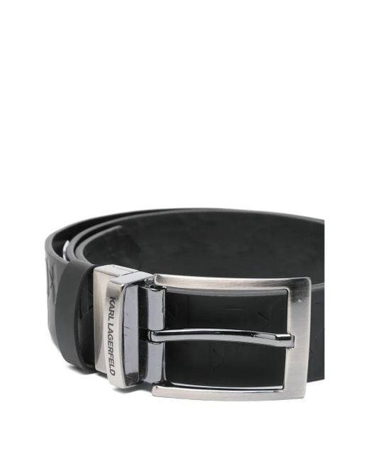 Karl Lagerfeld Black Embossed-buckle Belt for men