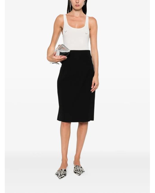 Mugler White Scoop-Neck Embellished Bodysuit