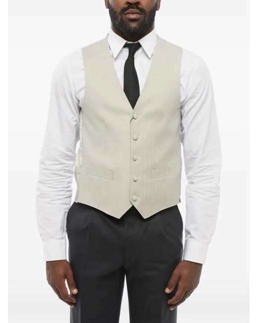 Corneliani White Button-Fastening Welt-Pocket Waistcoat for men