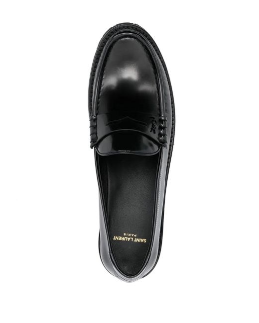 Saint Laurent Black Le Loafer High Shine Finish Flat Shoes for men