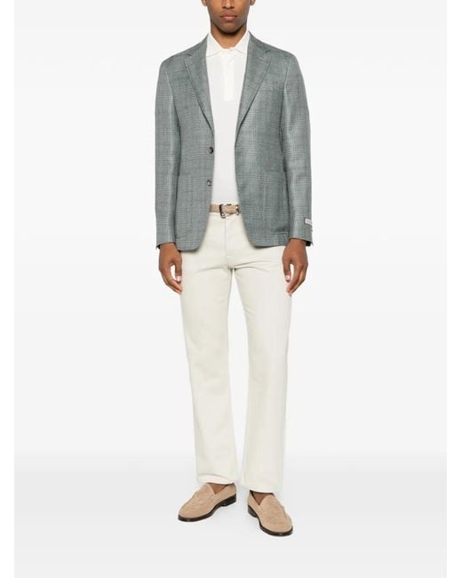 Canali Blue Blazer À Carreaux for men
