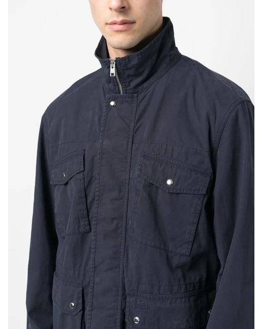 Woolrich Blue Crew Field Cotton Jacket for men