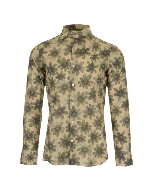 Al Duca D'aosta Green Floral-Print Slim-Fit Shirt for men