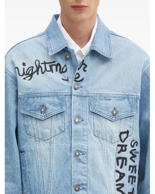 Sky High Farm Blue Buttoned Print Denim Jacket for men