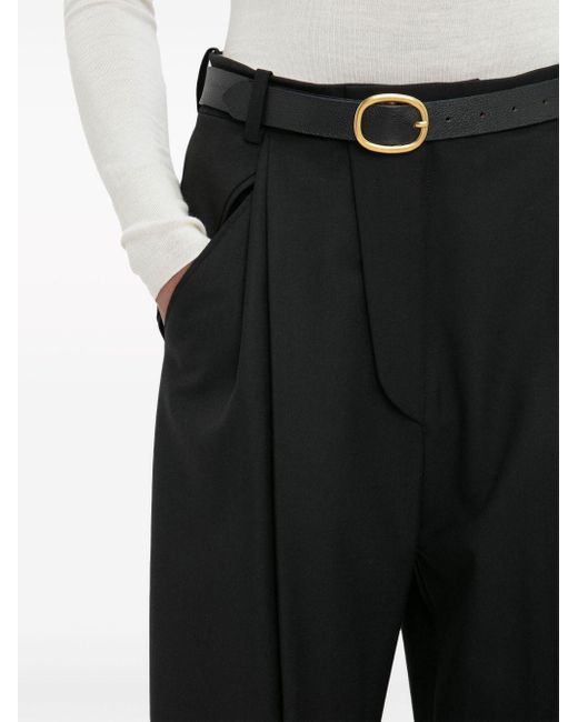 Pantaloni a gamba ampia con pieghe di Victoria Beckham in Black