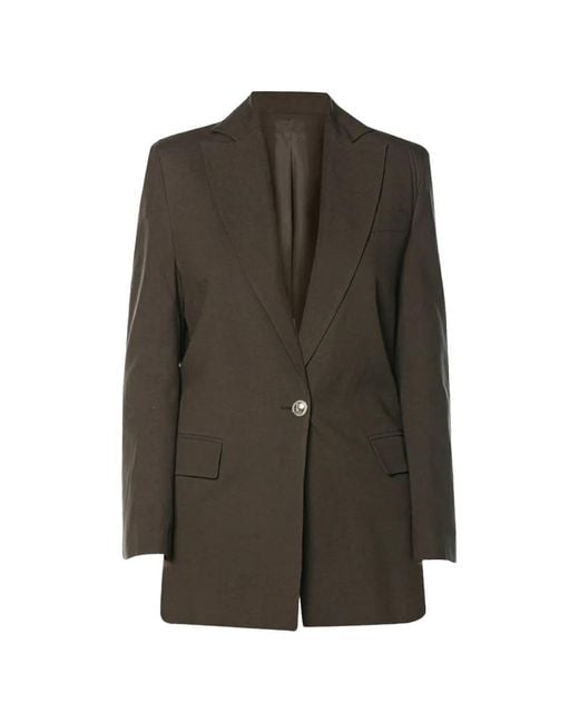 Just Cavalli Brown Single-Breasted Peaked-Lapel Jacket