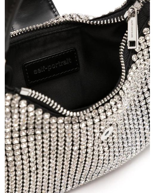 Self-Portrait Diamante Crescent Kleine Tas in het White