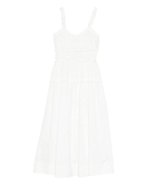 Doen White Marianne Scoop-Neck Midi Dress